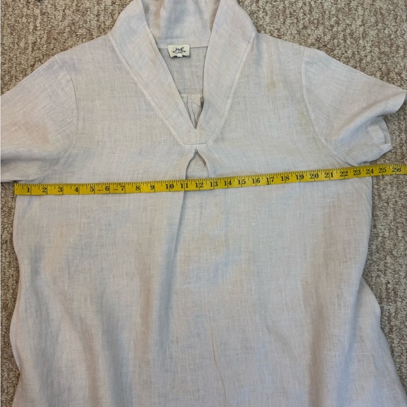 Italy 100% linen Elegant Cream Short Sleeve Dress - Picture 8 of 15